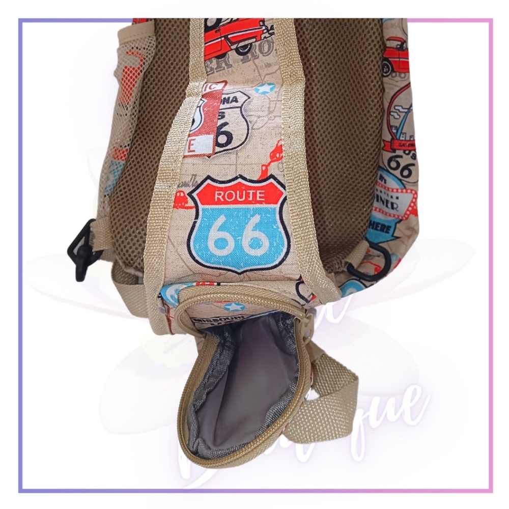 Unique Route 66 Print, Traditional Sling Backpack.Functional Zippered P… - Picture 9 of 16